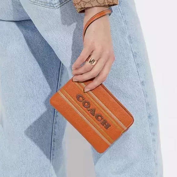 Coach Corner Zip Wristlet with Coach Stripe CH311 - Picture 3 of 6